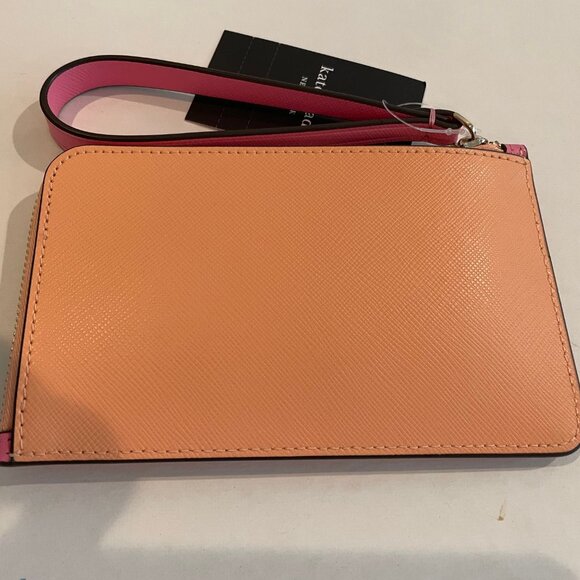 Kate Spade Lucy L-zip Wristlet w/strap /wallet, pink Leather New - Picture 7 of 11